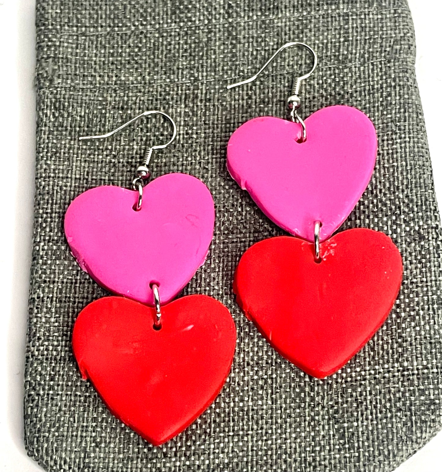 Valentines Heart Clay Earrings