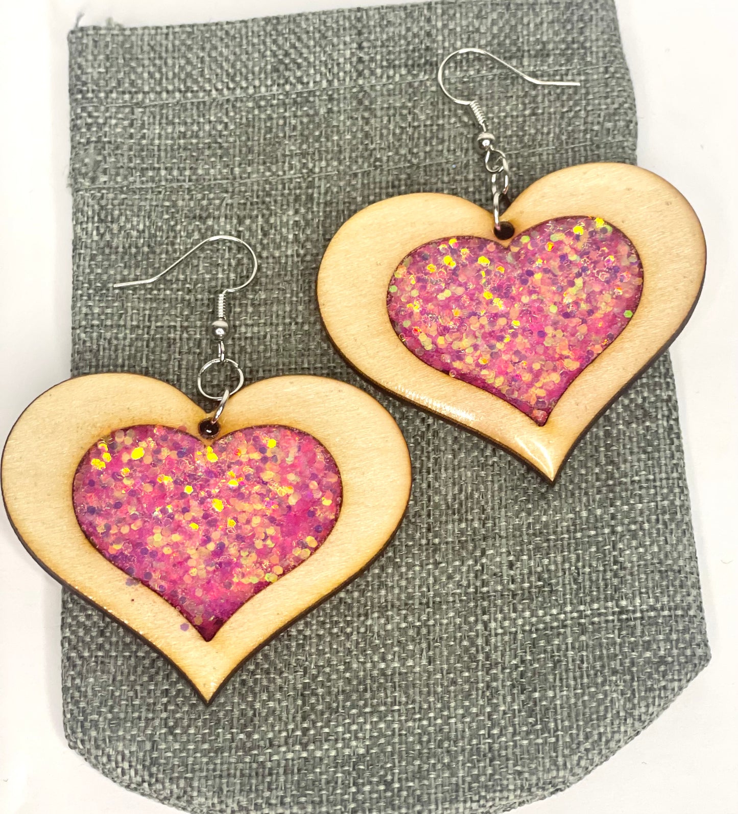 Pink Wood Earrings