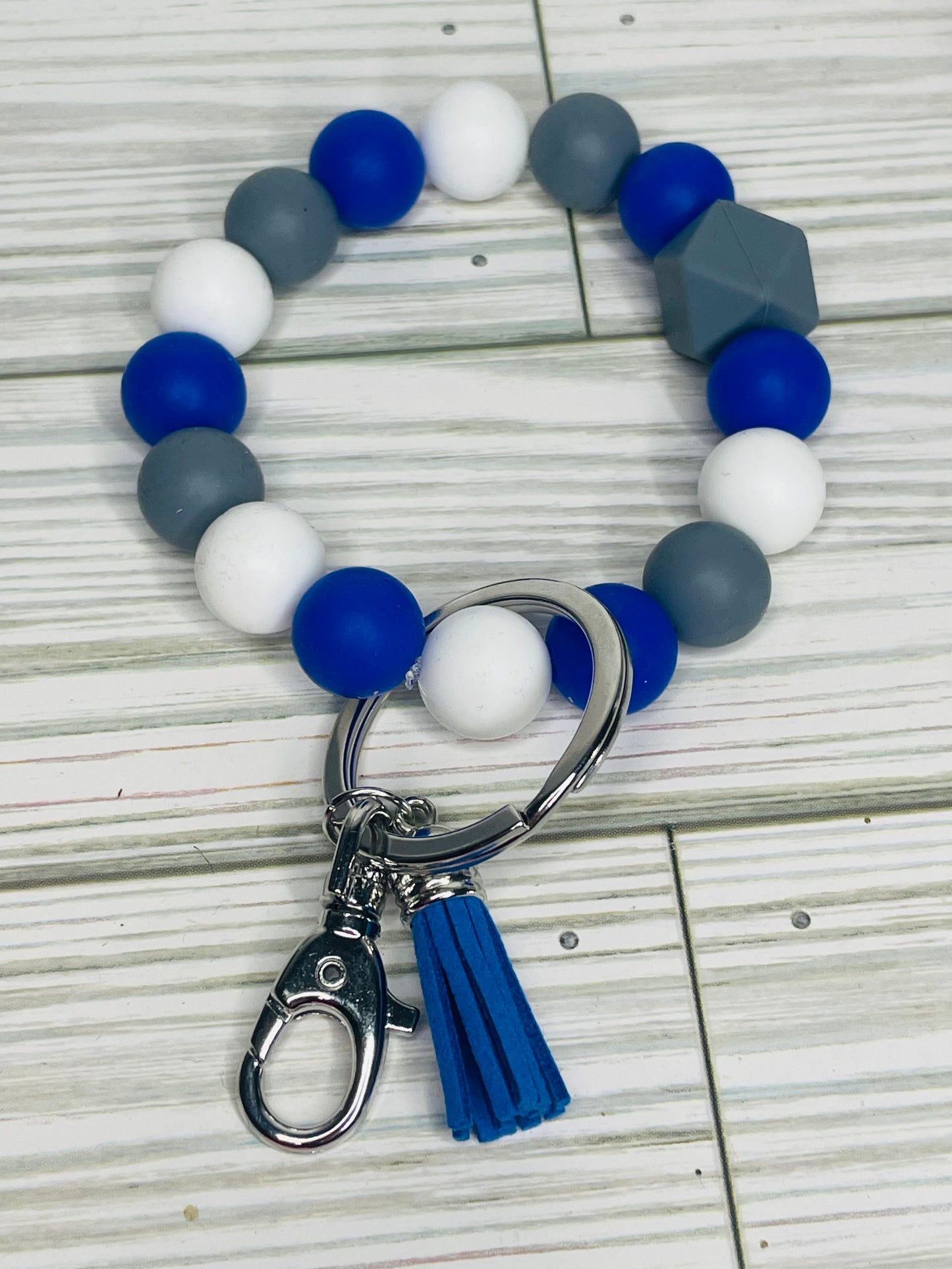 Blue and White Wristlet