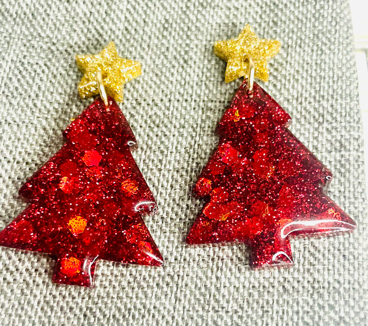 Christmas Tree Resin Earrings