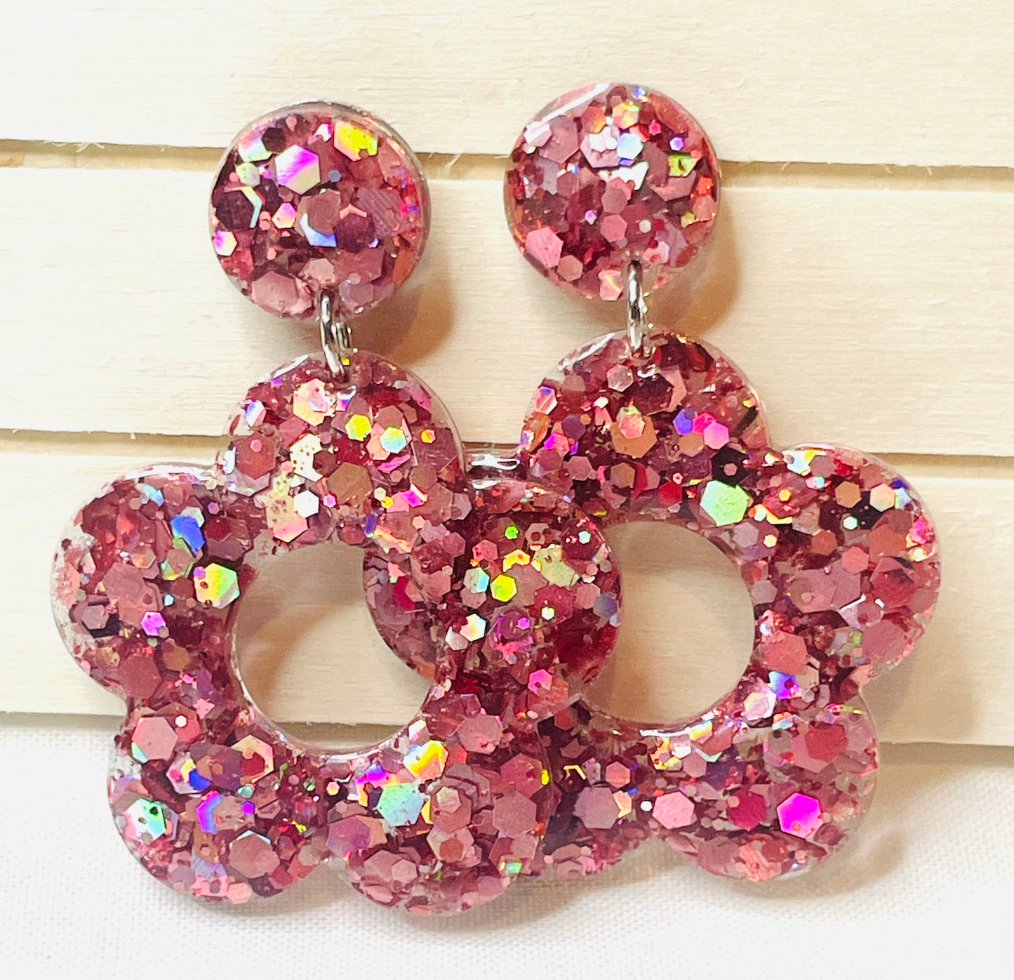 Glitter Flower Earrings