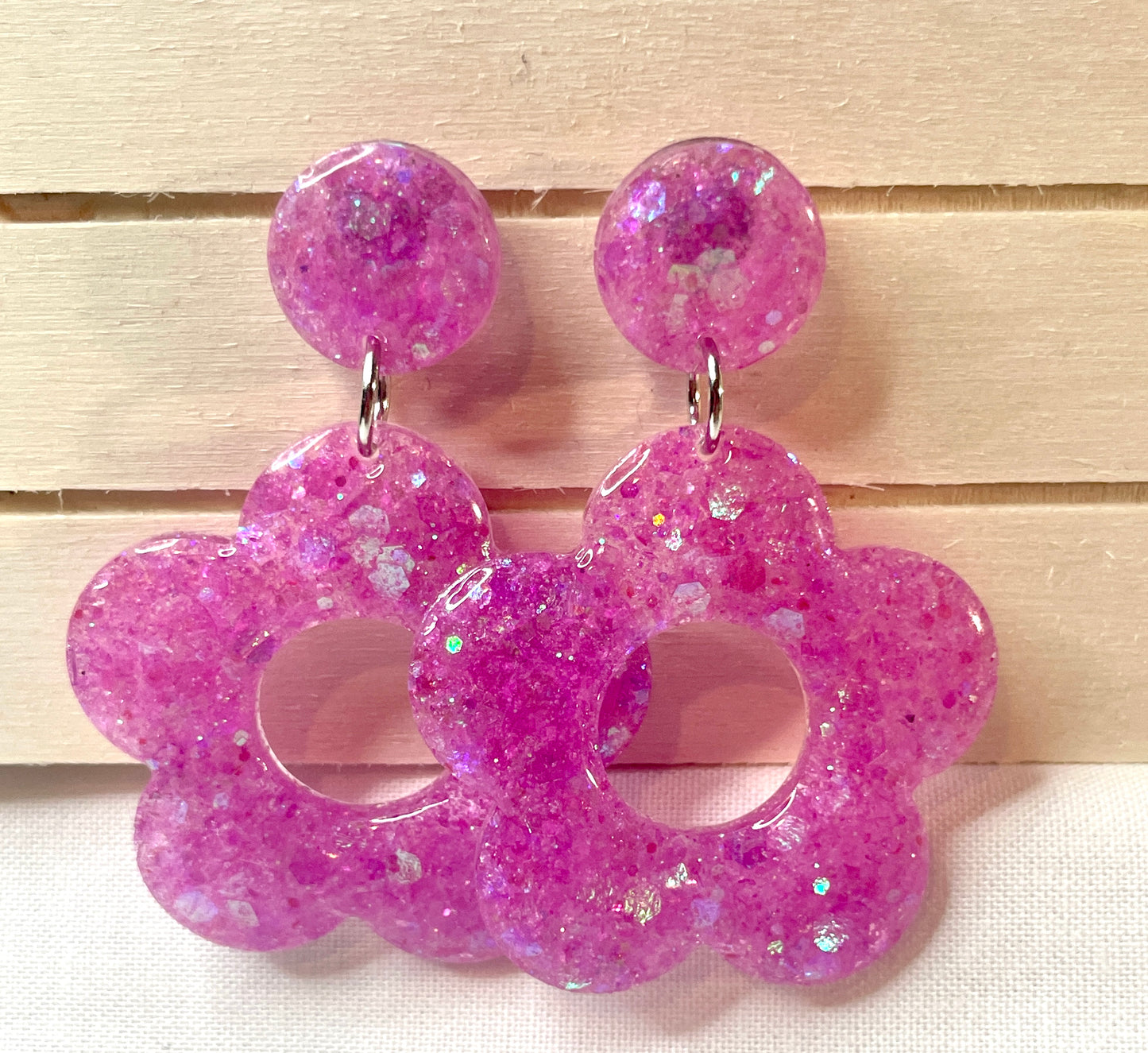 Glitter Flower Earrings
