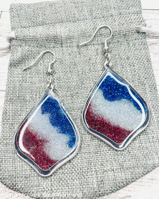 Silver Fourth of July Earrings