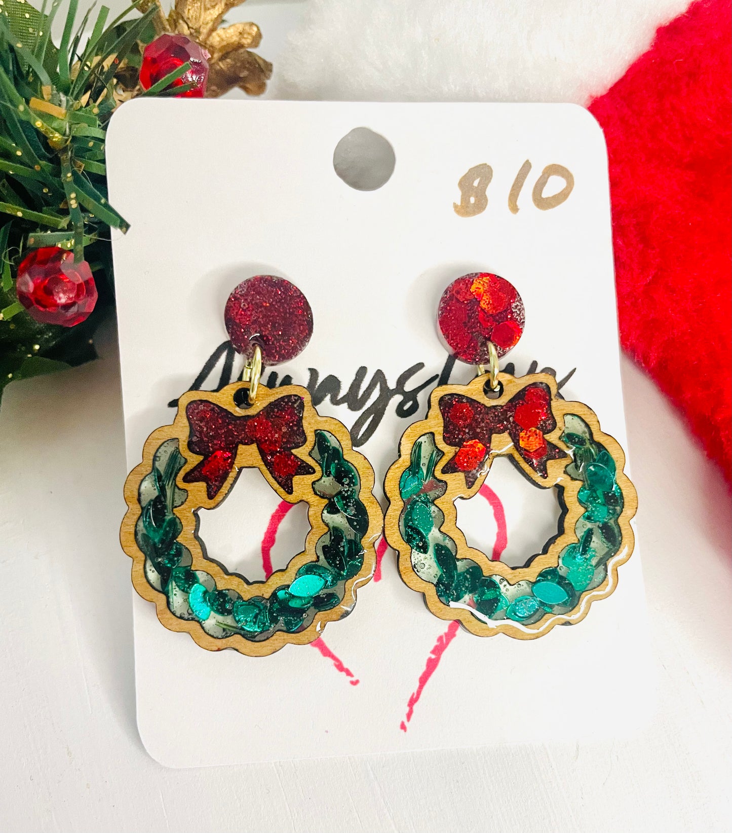 Christmas Wreath Earrings