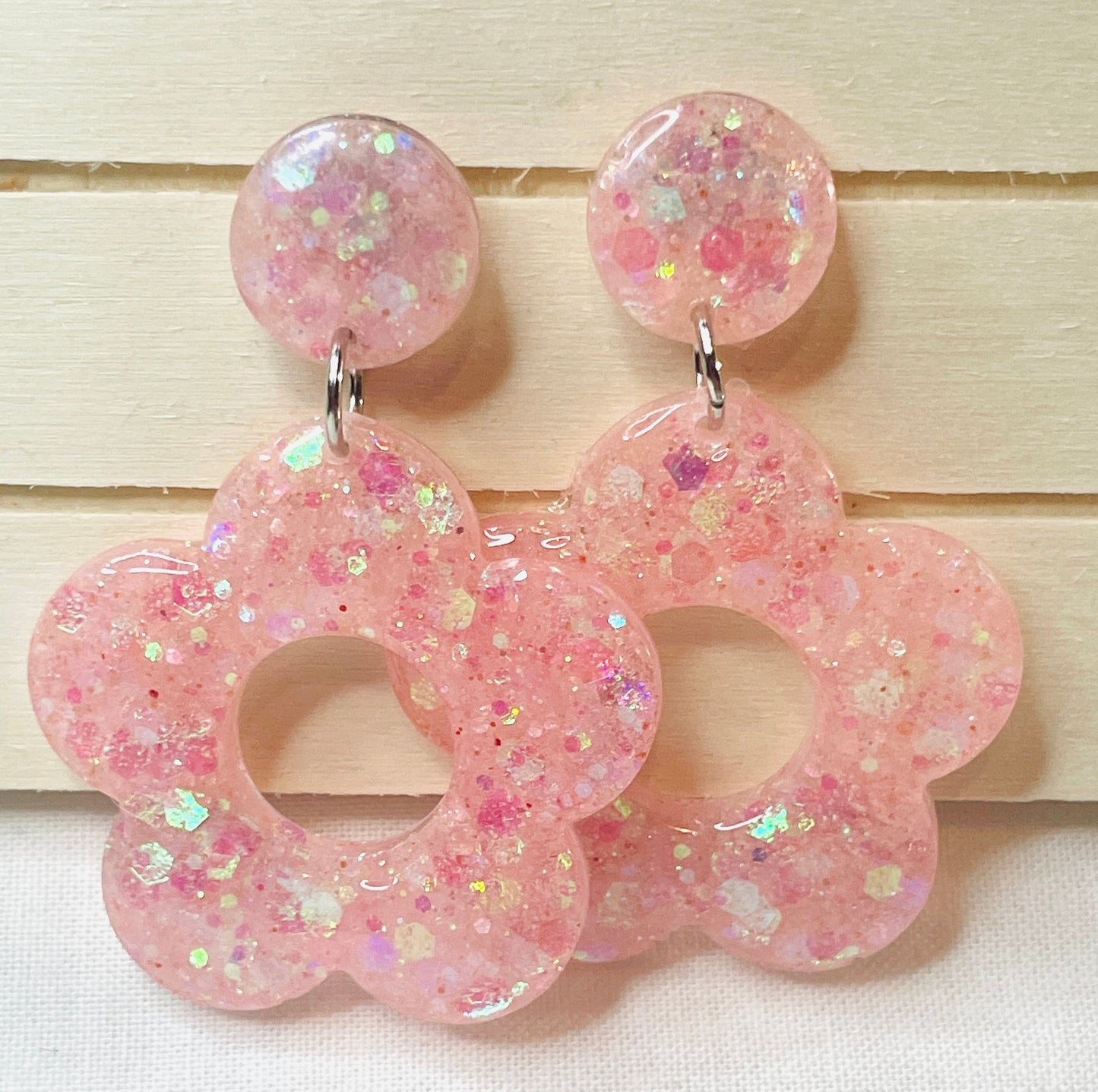Glitter Flower Earrings