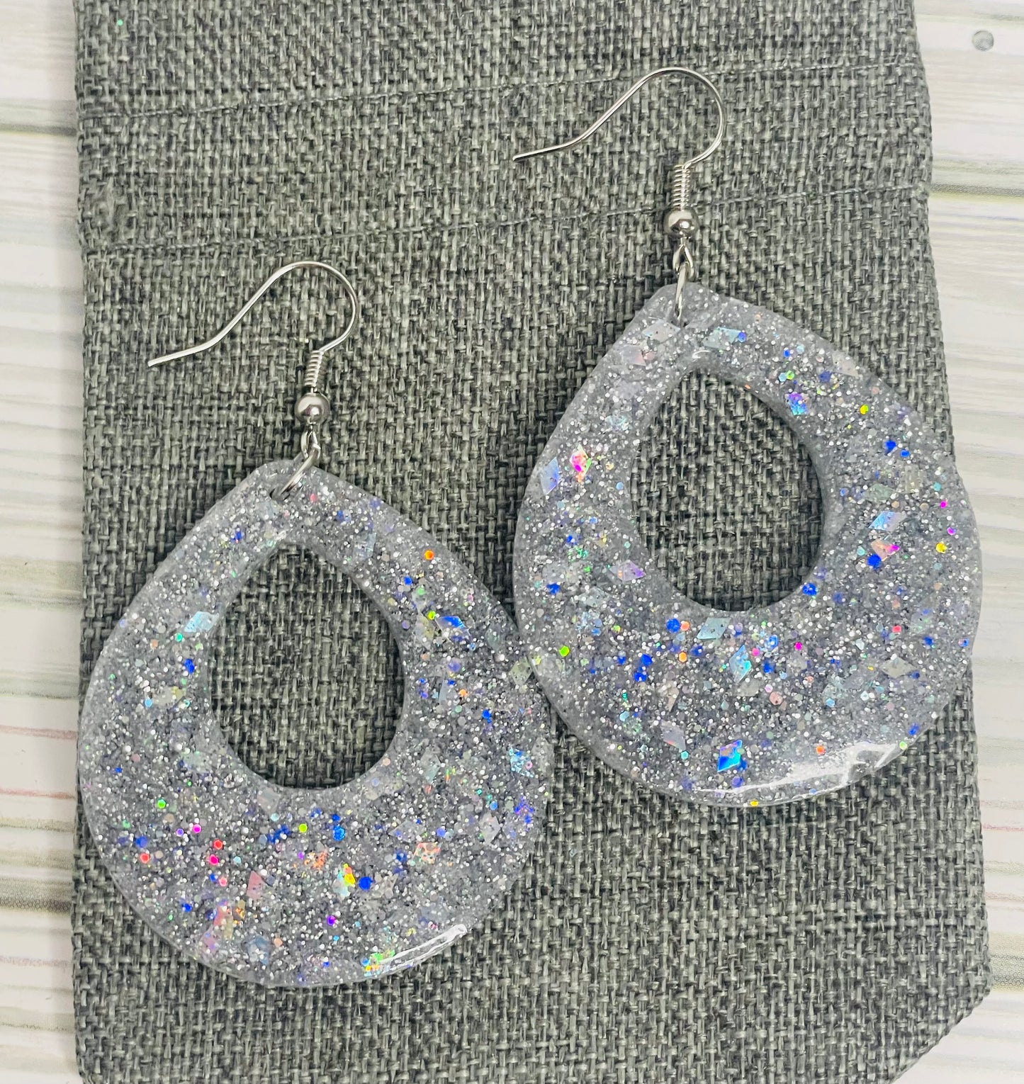 Silver Sparkle Hoops