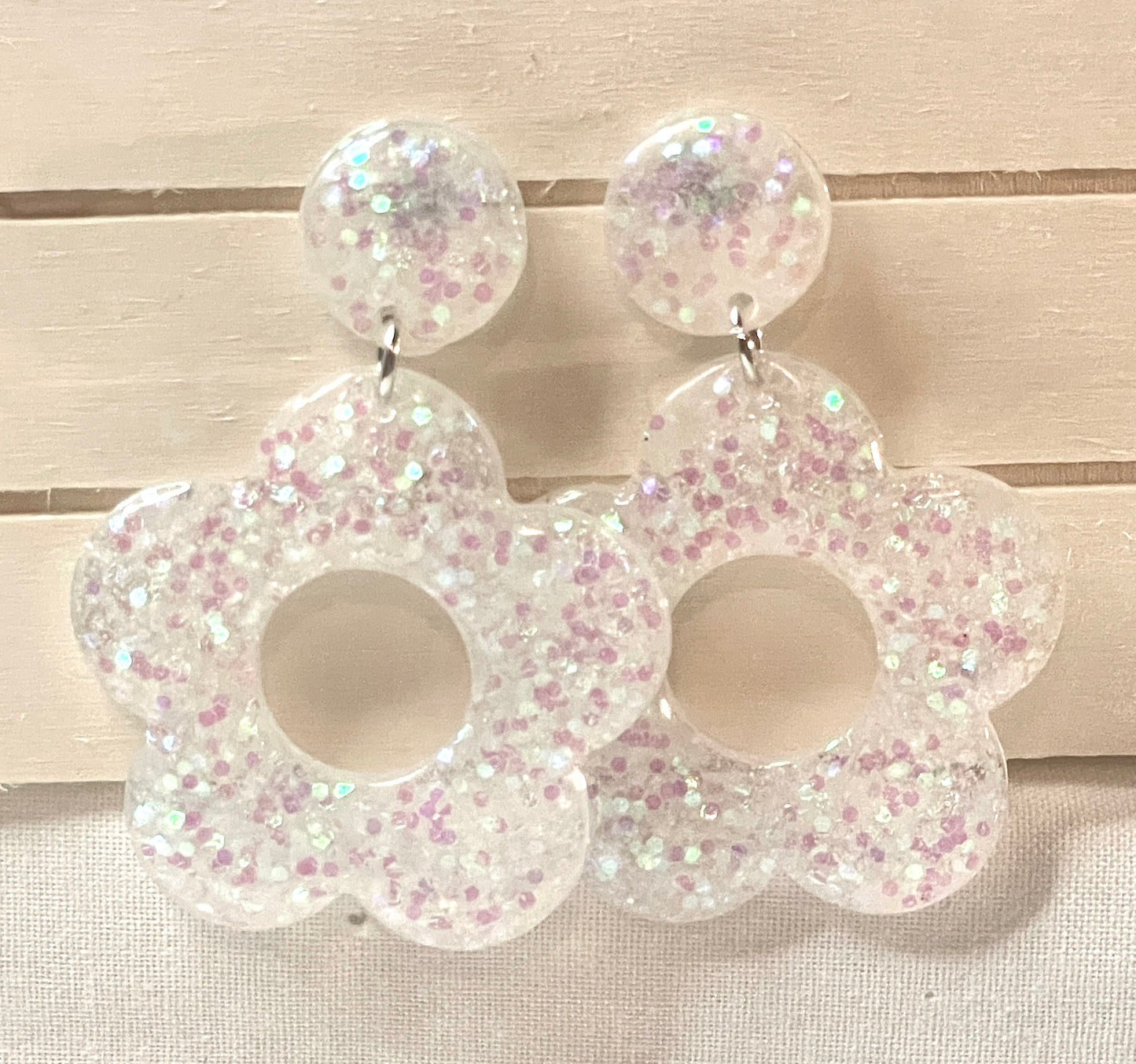 Glitter Flower Earrings