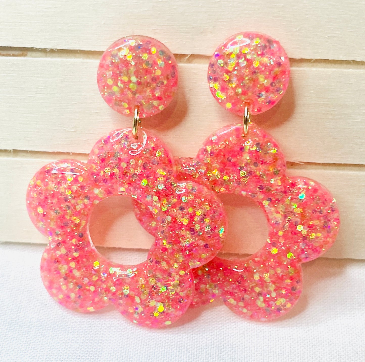 Glitter Flower Earrings