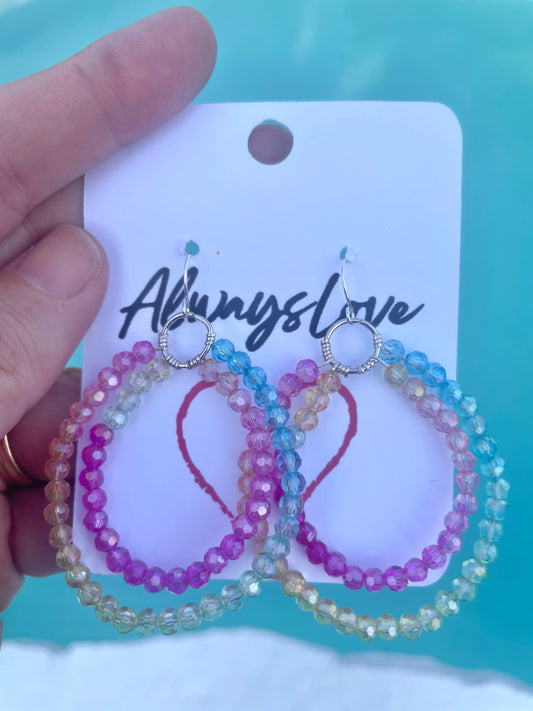 Crystal Rainbow Loop Earrings
