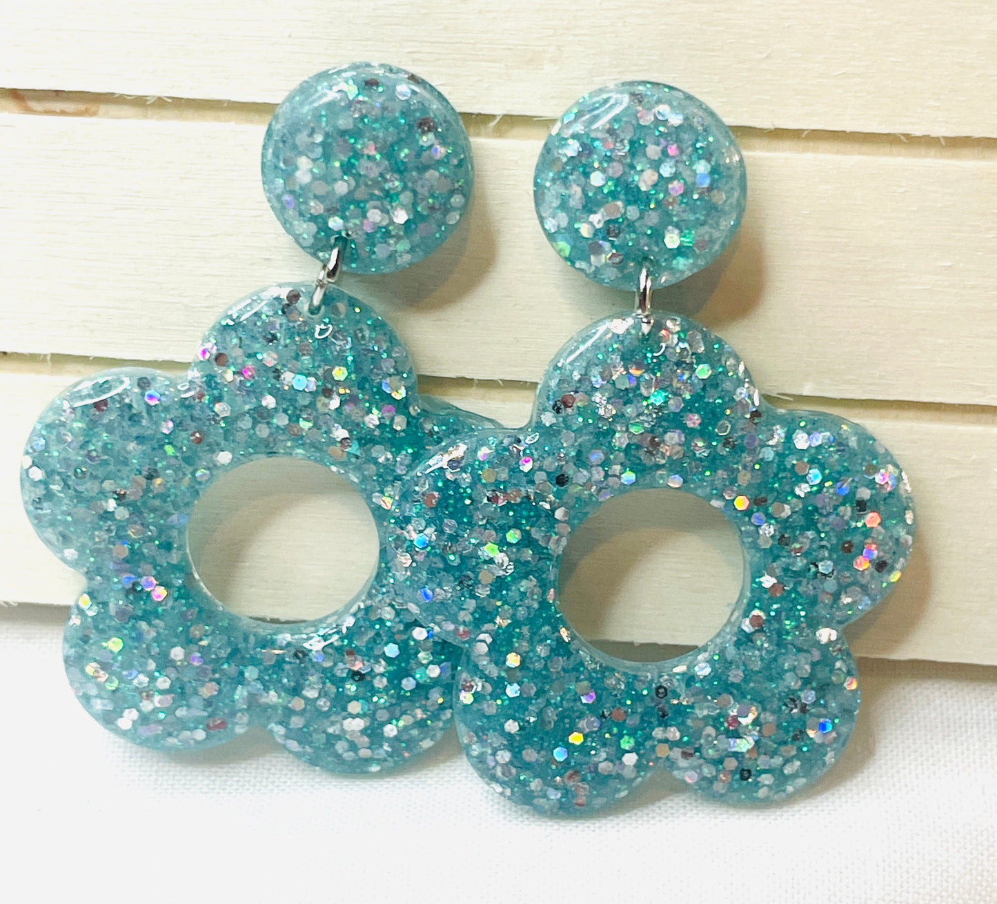 Glitter Flower Earrings